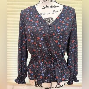 Aqua Floral Print Women's Top